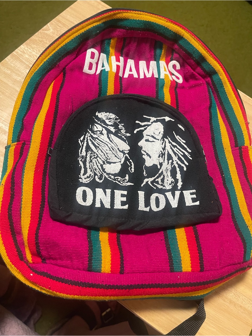 Bob Marley One Love Rasta Backpack Bahamas Reggae Screenprinted Travel Bag